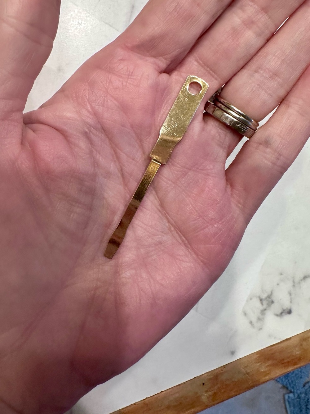 Source Unknown Gold Key Blade Charm with Attachment Hole